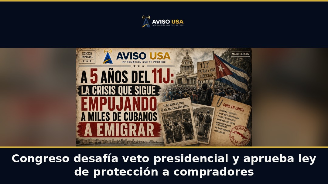 Congreso desafía veto presidencial y aprueba ley de protección a compradores